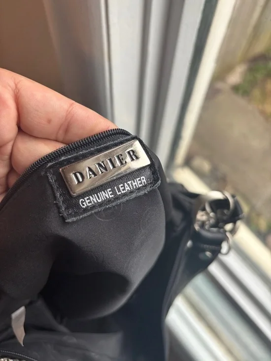 Vintage Danier Black Leather Bag + Zara Charm Chains Y2K Luxe - Picture 10 of 13